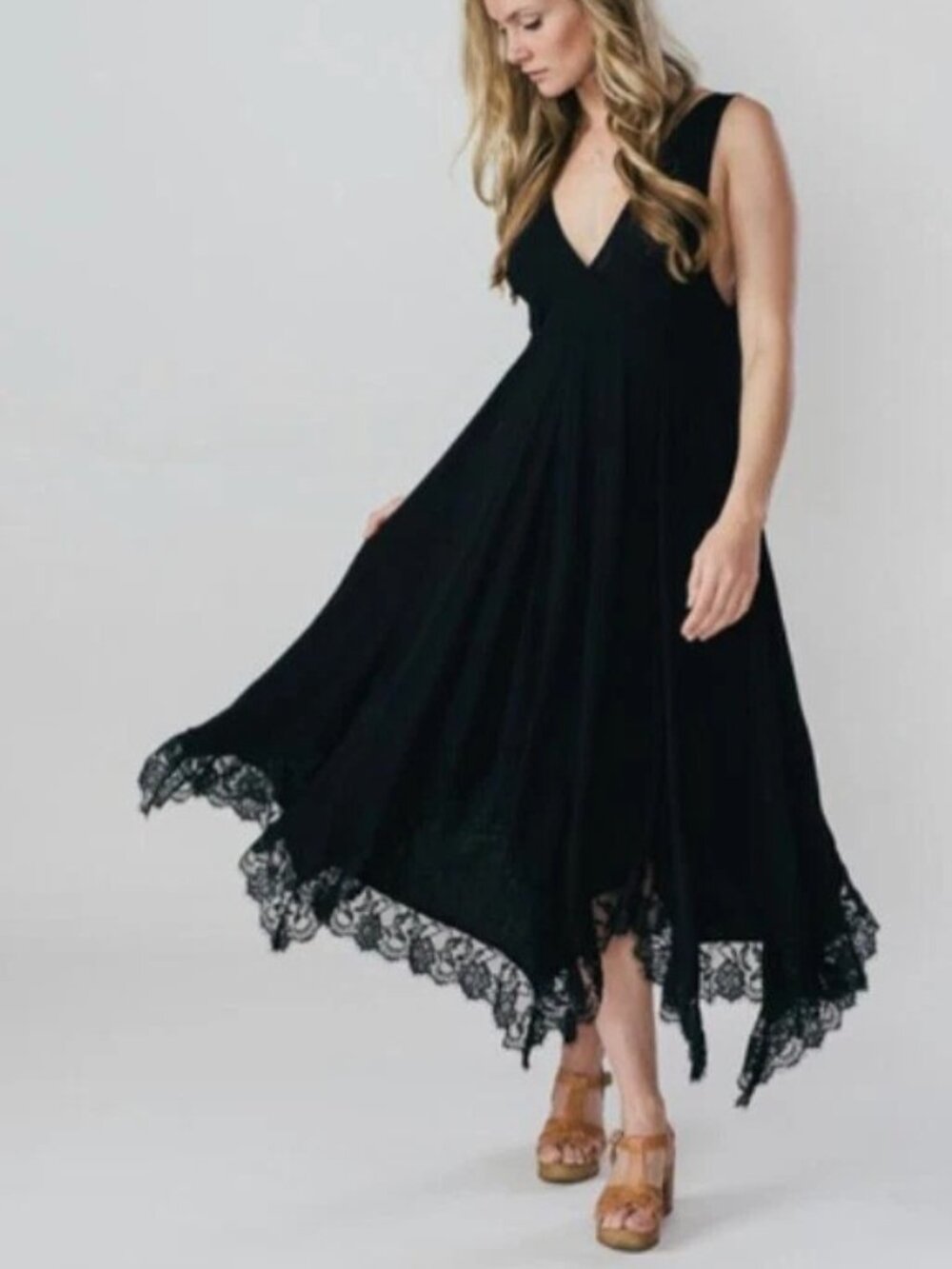 Free People Women's "Girl Like You" Smock Maxi Dress Size Small NWT Black